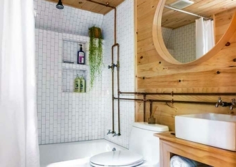 the little A cabin bathroom