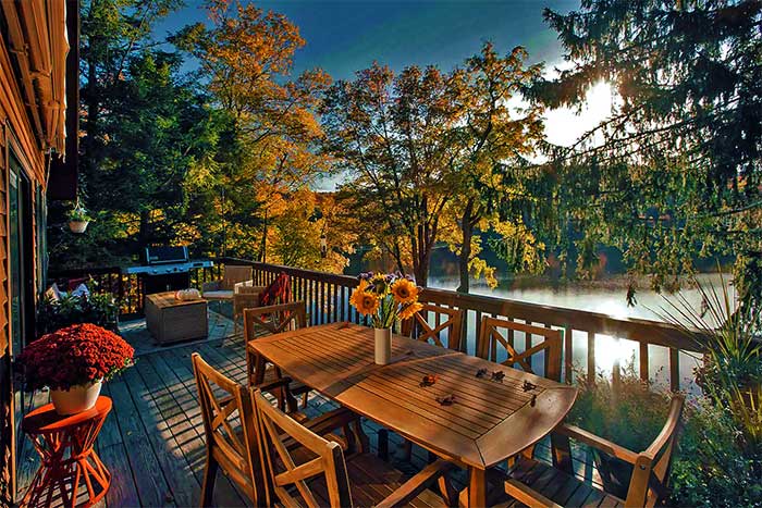 The Muskoday Lake House deck overlooking lake