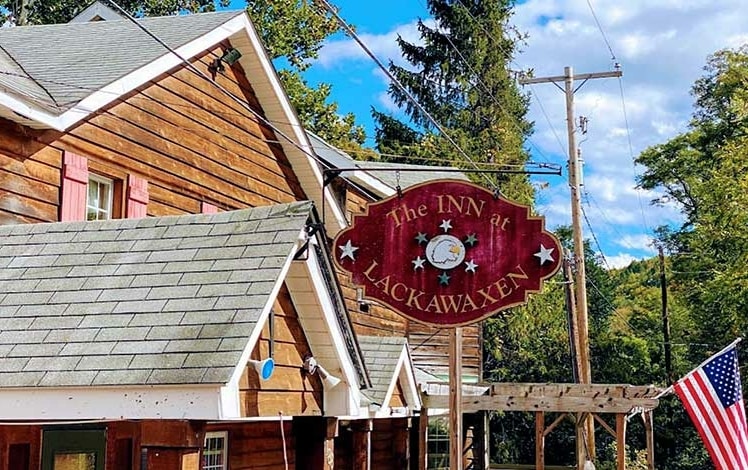 The New Inn at Lackawaxen exterior and flag