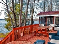 The Pines Lakefront Arrowhead deck overlooking lake