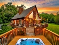 The Zen House exterior and hot tub