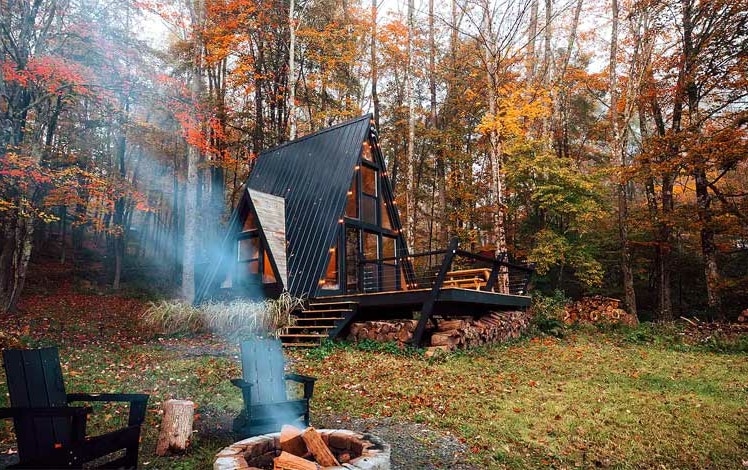 tiny black A-frame exterior