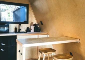 Tiny Black A-Frame kitchen