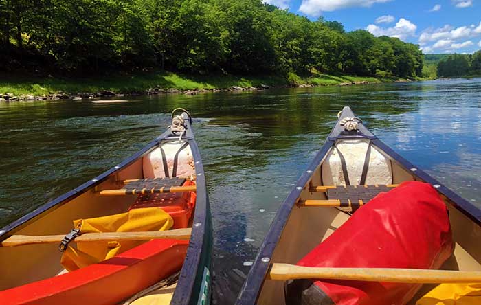 upper delaware scenic and recreational river two canoes on river