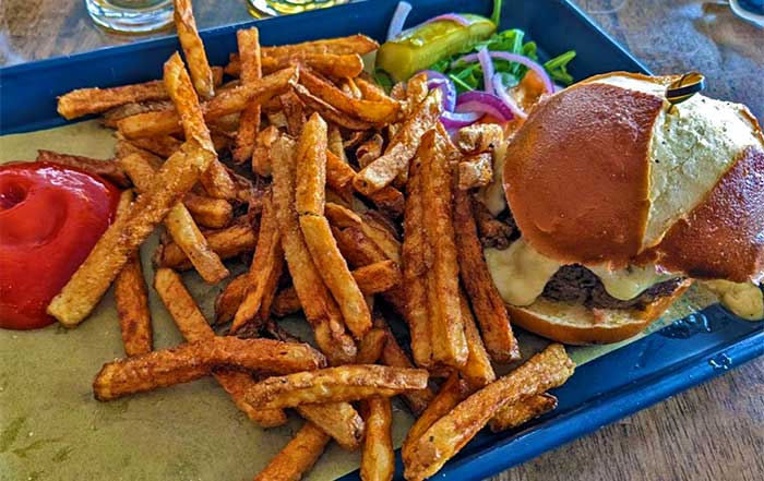 Upward Brewing Company Burger and Fries