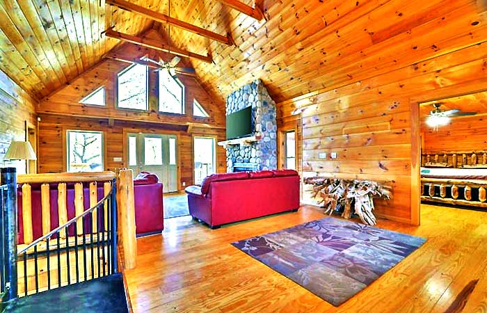 White Haven Riverfront Cabin Living Room