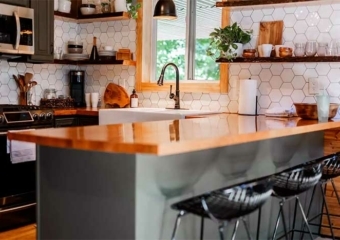 Woodside A-Frame Modern Cabin kitchen