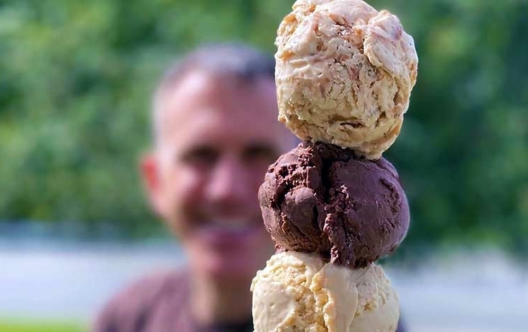 b-line ice cream triple scoop cone