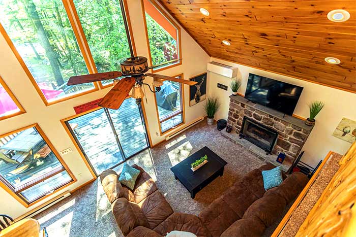 bear lodge living room aerial shot