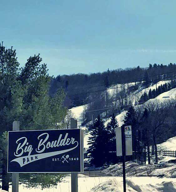 Big Boulder Ski Area PoconoGo   Big Boulder Mountain Sign And Hill 