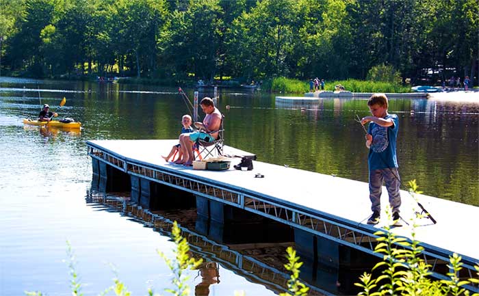 big bass lake kids fishing off pier