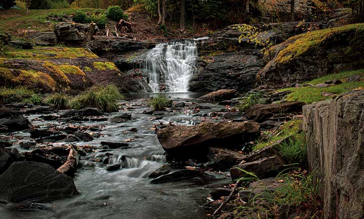 waterfall out back where Carley Brook joins the Lackawaxen River