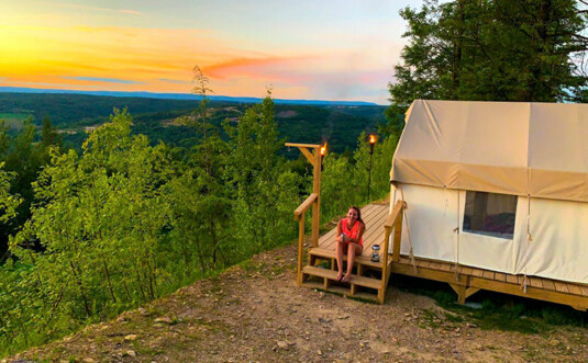 Campsites at Blue Mountain Resort glamping site tent on mountain