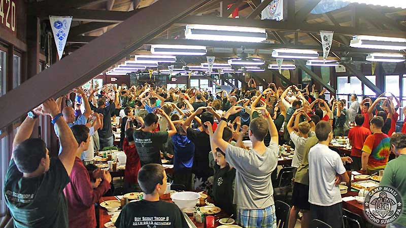 kids singing in the dining hall