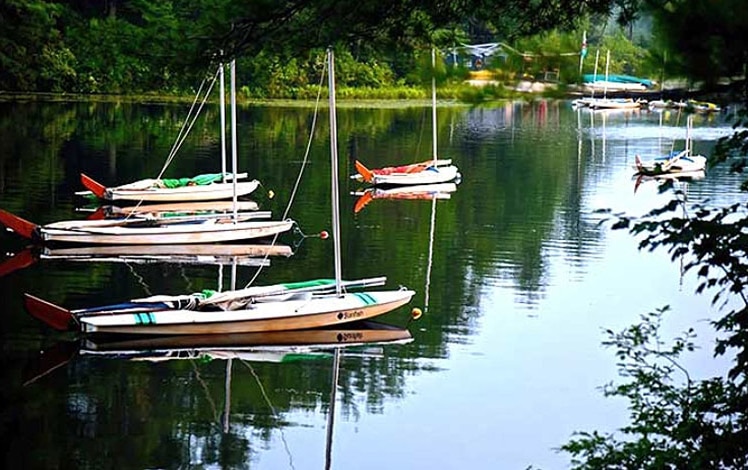 camp-shohola-for-boys-sunfish-boats on the lake