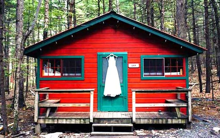 camp timber tops wedding cabin exterior
