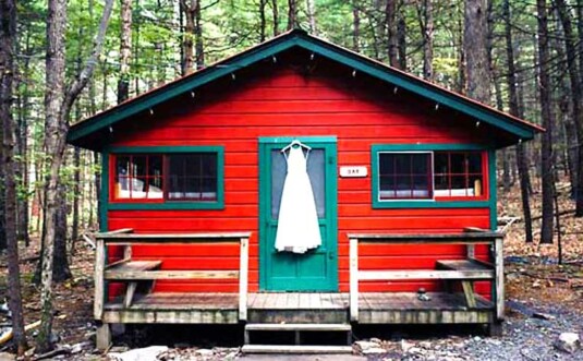 camp timber tops wedding cabin exterior