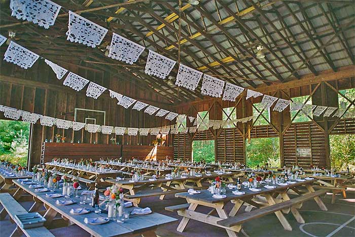 camp timber tops wedding dining hall