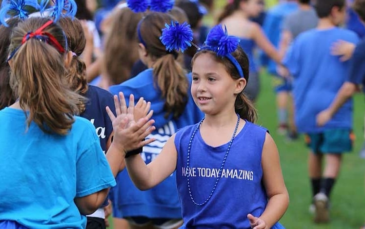 Camp Towanda girls in blue day wear