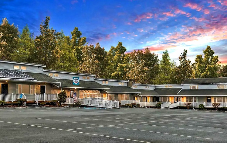 exterior motel in trees