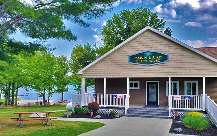 fawn lake beach house exterior at lake