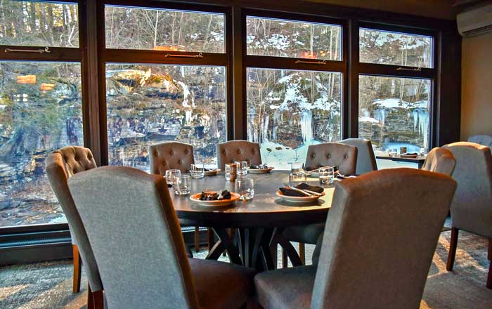 glass wine bar kitchen table by the window