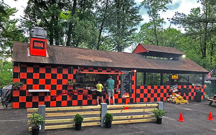 exterior of bbq building in back of restaurant