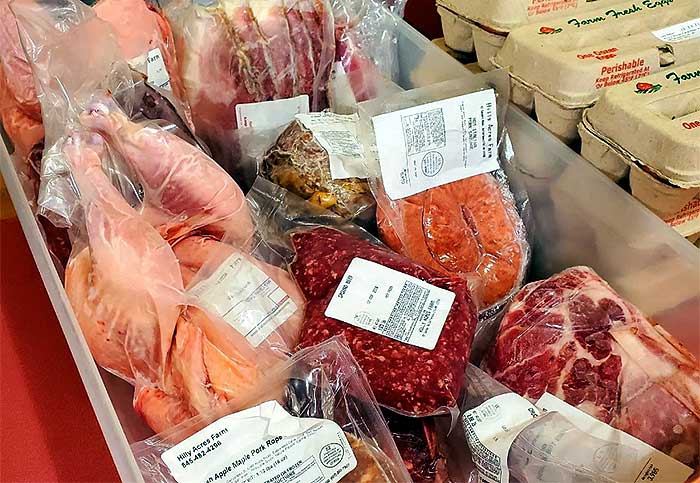 hilly acres farm meat case