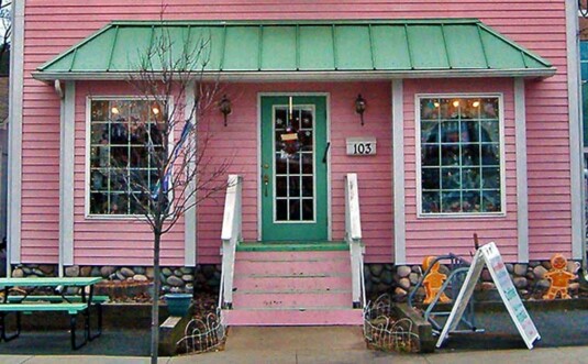 irene's kitchen exterior pink house