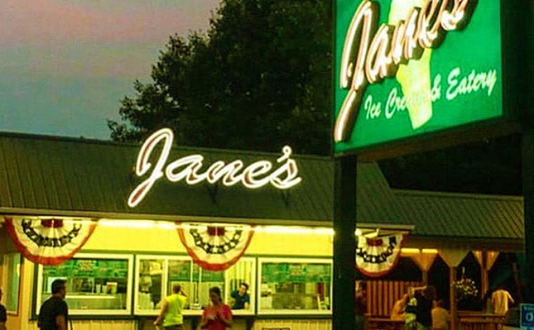 janes ice cream outside of stand