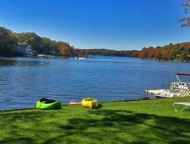 pocono mountain rentals kayaks on the lake shore