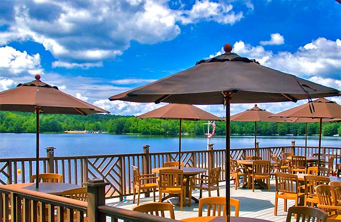 lake naomi clubhouse deck overlooking lake