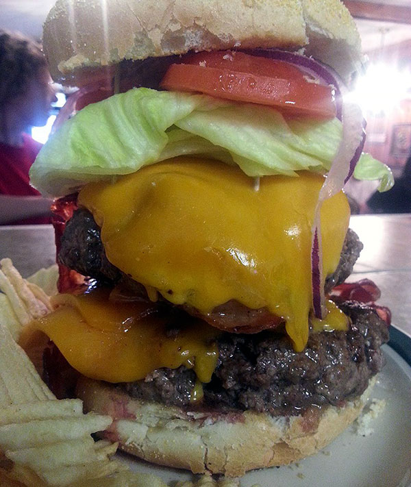 Laurel's Hometown Cafe double hamburger with cheese