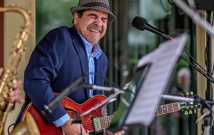 Milford music fest musician on stage