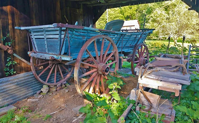 Millbrook village antique horse drawn cart