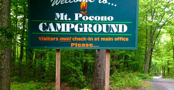 mount pocono Campground Sign at entrance