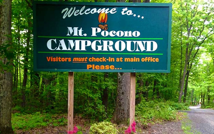 mount pocono Campground Sign at entrance