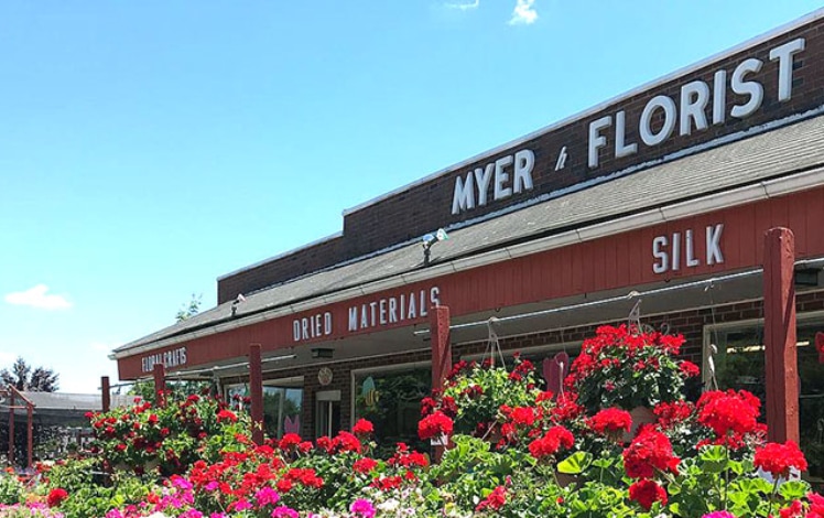 myer the florist front of shop with flowers