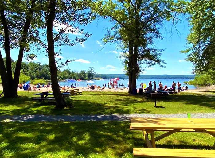 palmyra public beach long view of lake from shore