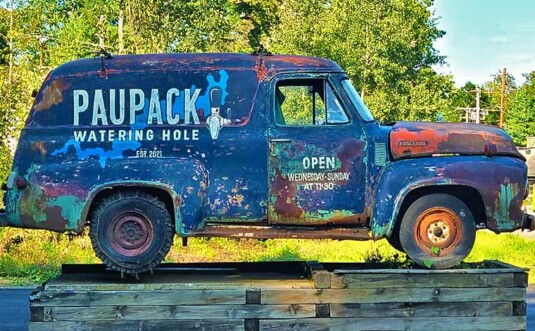 Paupack Watering Hole display vintage truck