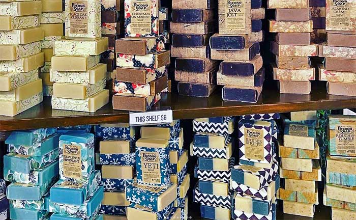 pocono soap shelf of soaps