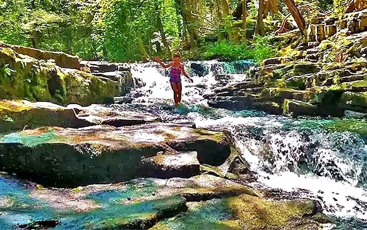 Promised Land State Park child in waterfall