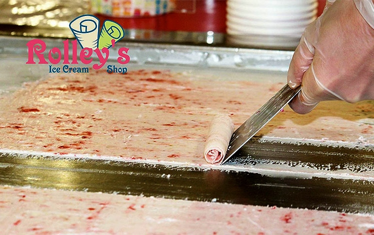 rolling ice cream from a flat surface