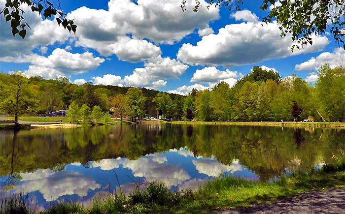 saw creek estates lake in summertime