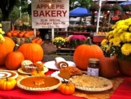 Stroudsburg Old Time Farmers Market pumpkin pies and flowers