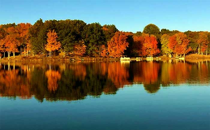 sunrise lake view of lake in fall