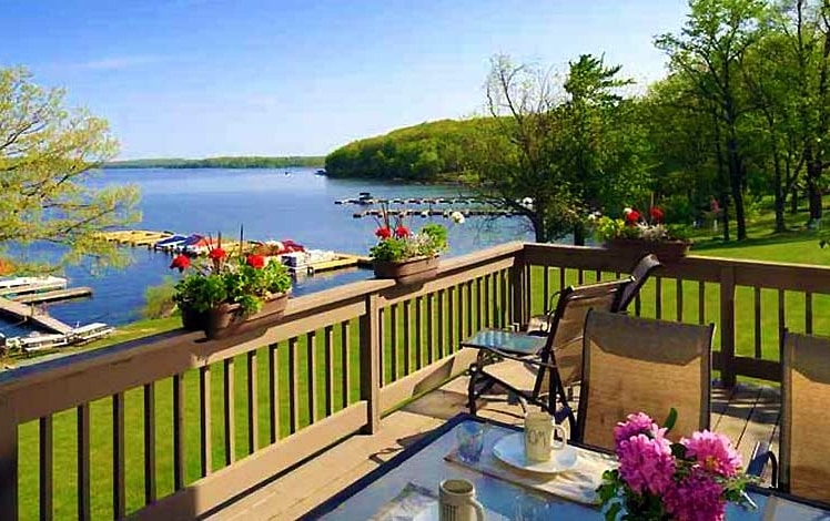 the big house on the lake deck overlooking lake wallenpaupack