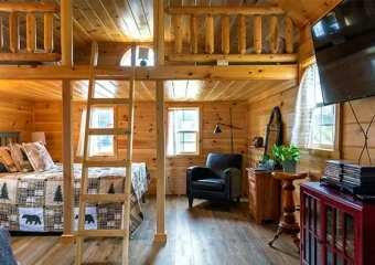 the farm sanctuary cabin living room