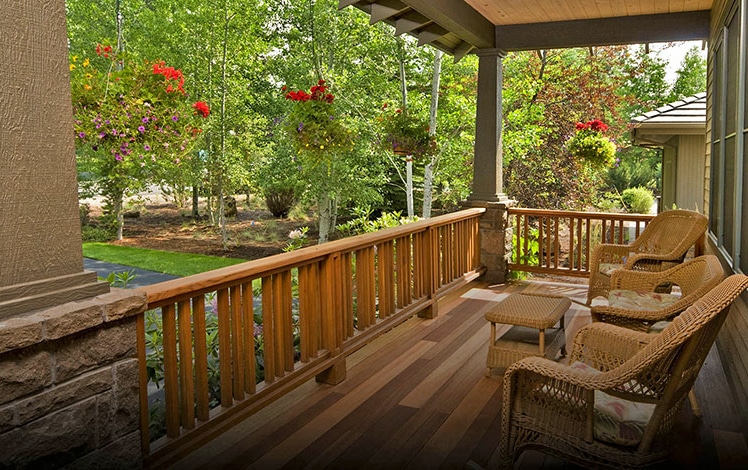 The Hideout front porch of summer home