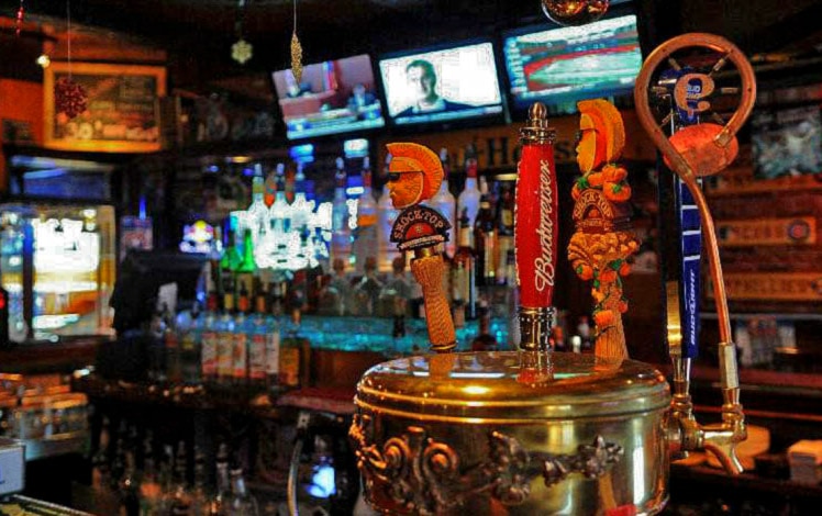 main bar and beer taps